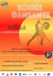 AFFICHE SOIREE DANSANTE PAELLA AVRIL 2022 CSC SEICHAMPS